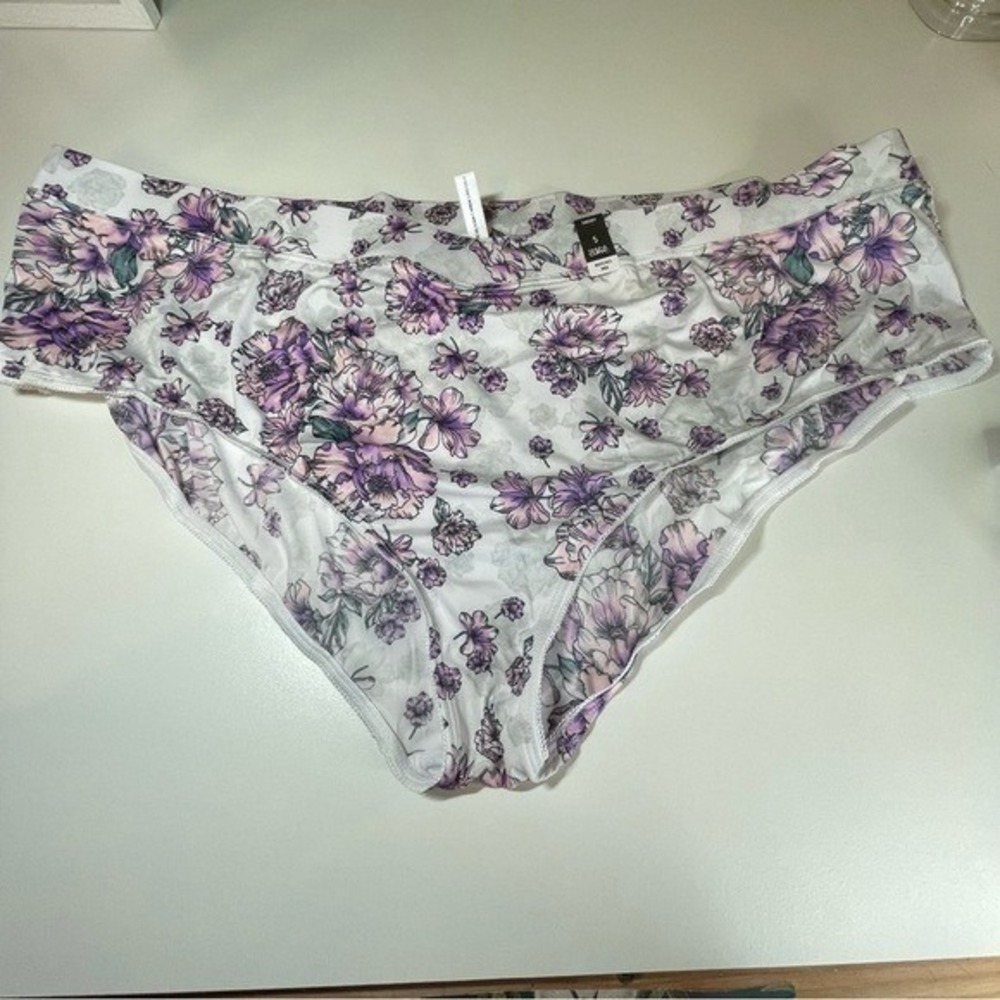 Torrid Cheeky Panties Floral Explosion 5 White Purple Crossover Front NWT